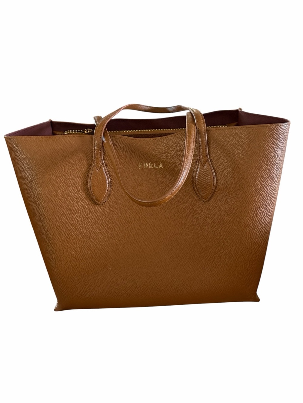 Furla Tote Bag Brown Saffiano Leather